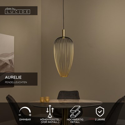 Lucide AURELIE - Pendelleuchten - Ø 30 cm - 1xGU10 (MR11) - Gold | Vibes